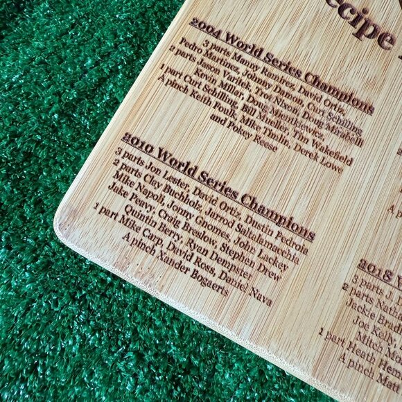 Boston Red Sox World Series Champions Bamboo Cutting Board Recipe for Success - Picture 5 of 11